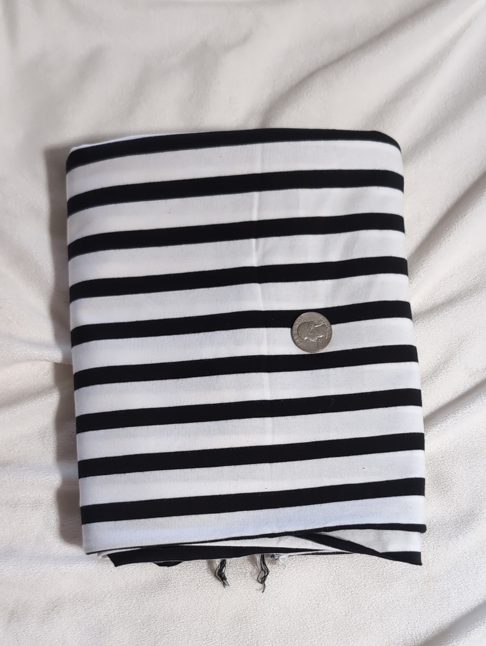 Cotton Stretch Jersey Fabric Black & White Stripe 1 Yard Yarn Dyed